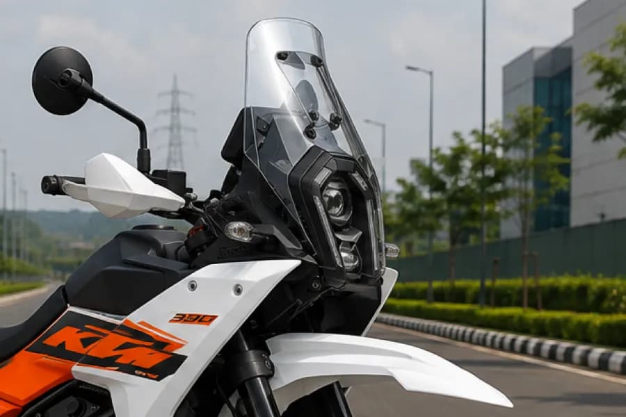 KTM 390 Adventure S Windshield & Headlight View