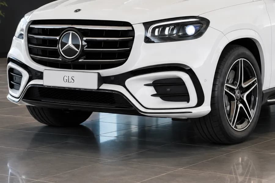 Mercedes Benz GLS Front Grill & Headlight View
