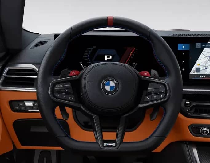 M leather steering wheel