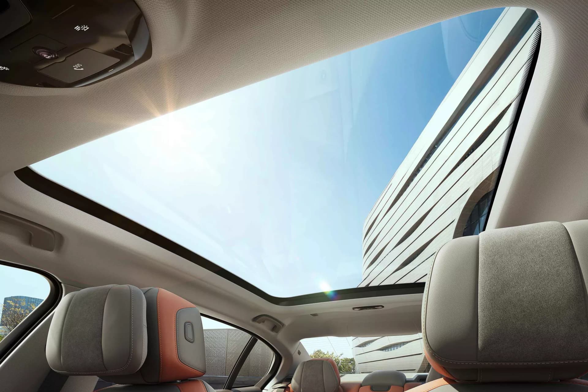 BMW 5 Series LWB Inside Sunroof View
