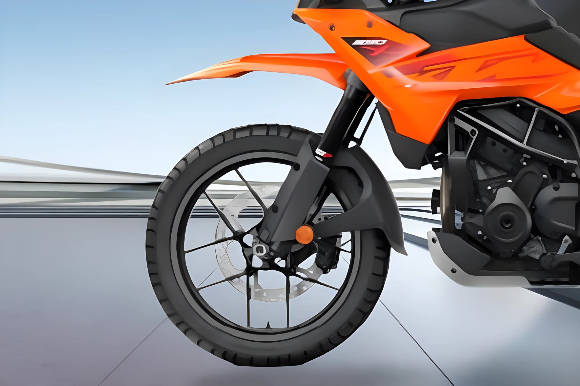 KTM 390 Adventure X Front Wheel View