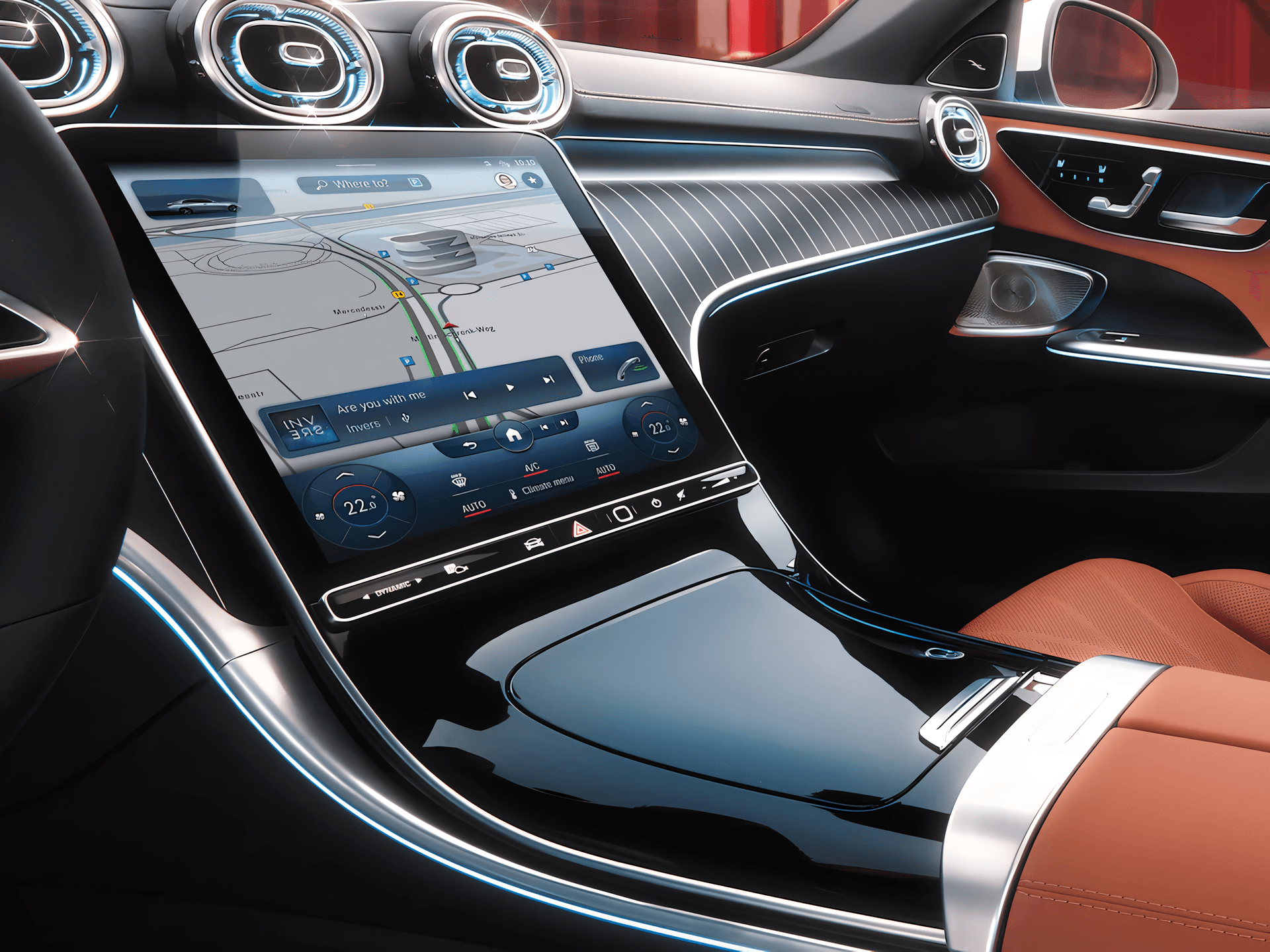 Mercedes Benz AMG S Class Hybrid Infotainment System View