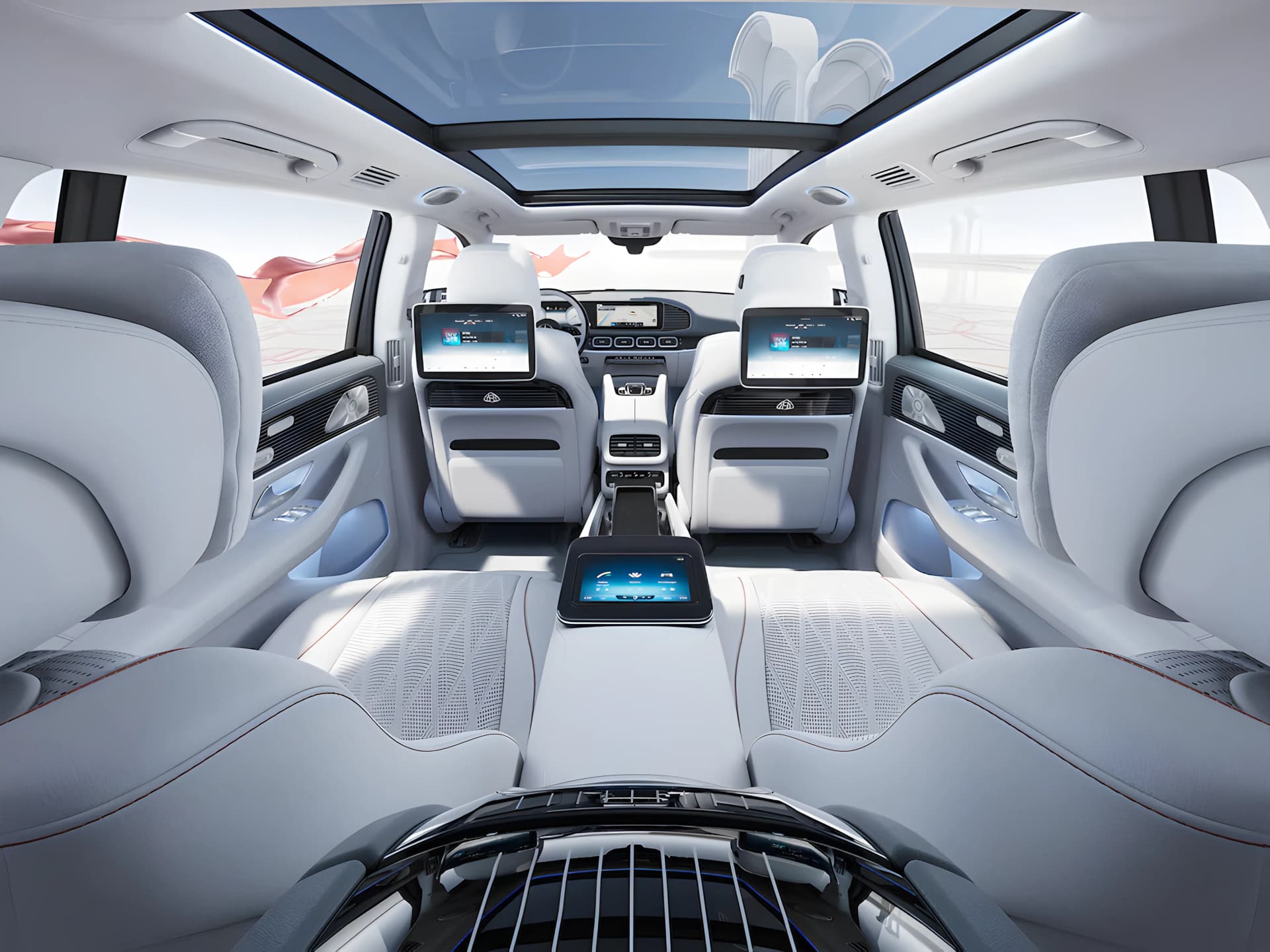 Mercedes Benz Maybach GLS Rear Seat Touch Screen View