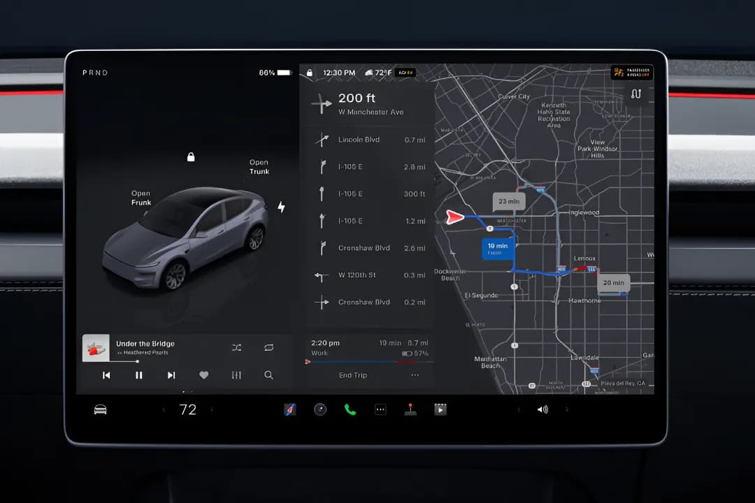 Tesla Model Y EV GPS System View