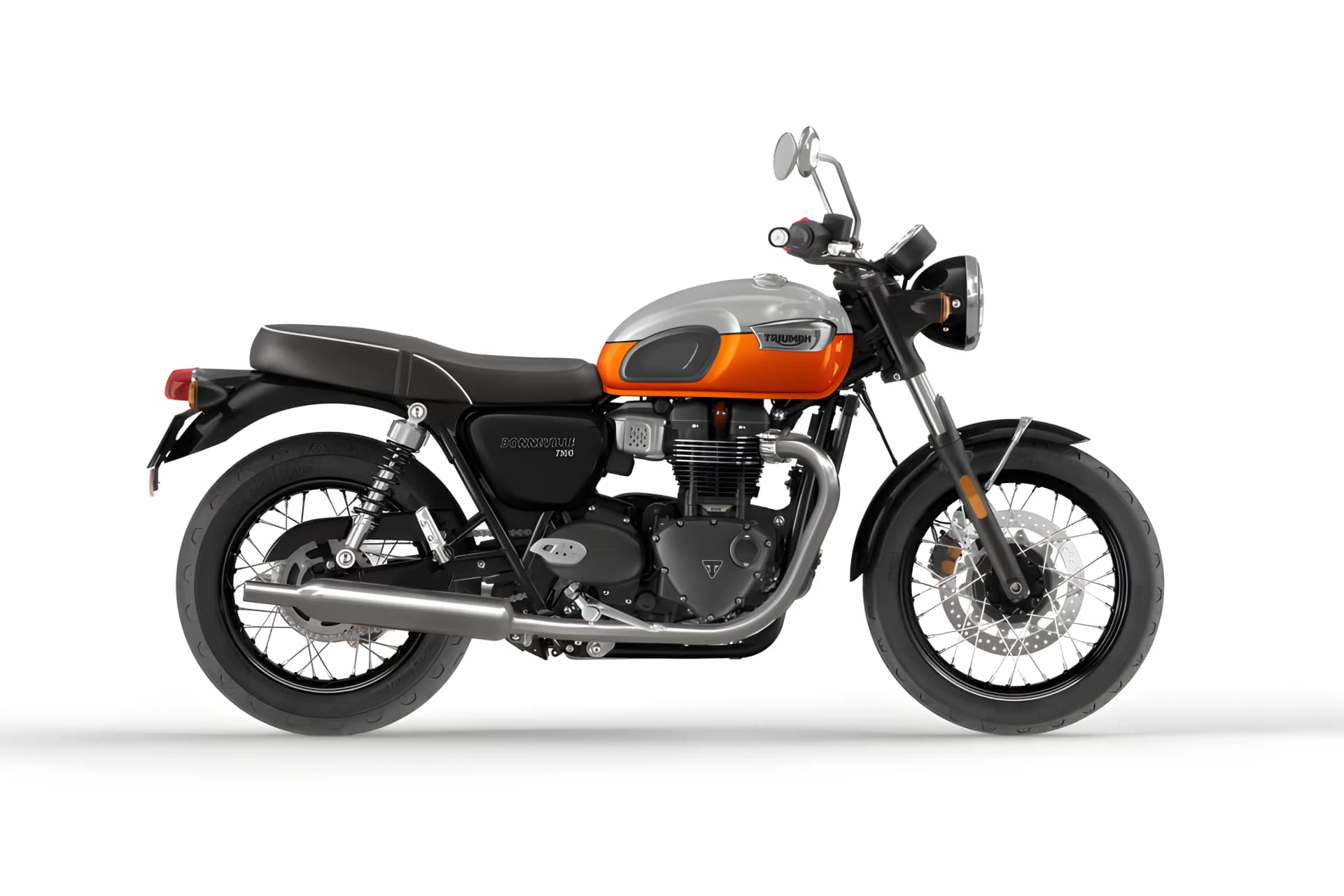 Triumph Bonneville T100 Aluminium/Baja Orange color