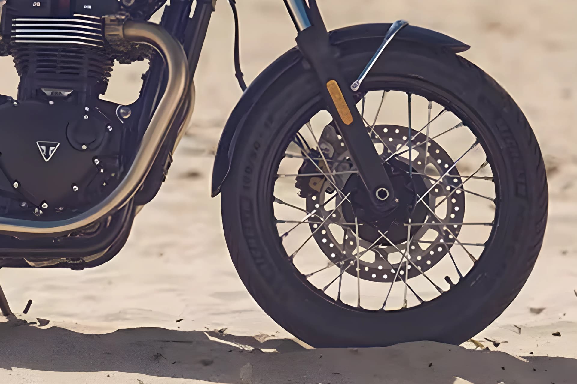 Triumph Bonneville T100 Front Wheel View
